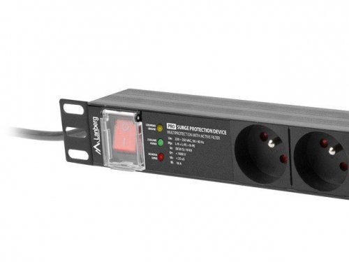 Lanberg Listwa zasilająca rack PDU 19 cali 1U 16A 7X 230V PL SPD-3MP 2m czarna