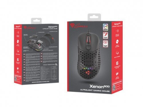 Genesis Mysz Xenon 800 lekka 16000 DPI podświetlenie RGB dla graczy lekka Czarna