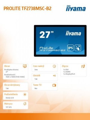 IIYAMA Monitor Digital Signage 27 cali TF2738MSC-B2 IPS
