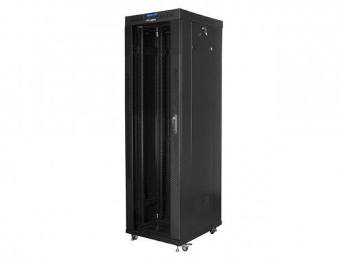 Lanberg Szafa instalacyjna rack stojąca 19 42U 600x800 czarna, drzwi szklane lcd (Flat pack)