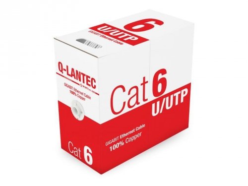 Q-LANTEC Kabel U/UTP kat.6 24AWG PVC 100% Miedziane 305m - 10 lat gwarancji