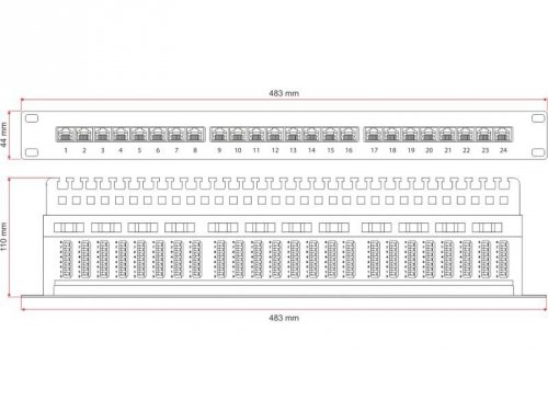 ALANTEC Patch panel UTP kat.5e 24 porty LSA 1U