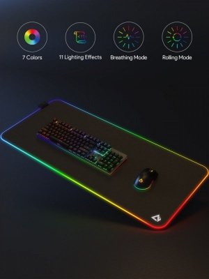 AUKEY KM-P7 RGB XXL gamingowa podkładka pod mysz i klawiaturę | 900x400x4mm | wodoodporna | gumowany spód | aplikacja G-aim Cont