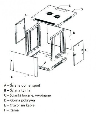 Extralink Szafa rack 18U 600x450mm czarna wisząca