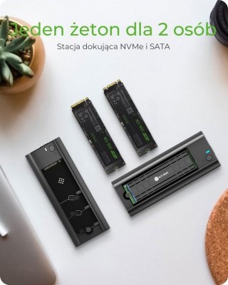 IcyBox Stacja dokująca IB-180MC-C31 M.2 NVMe&SATA Docking, USB 3.2 (Gen2) Type-C, Aluminium