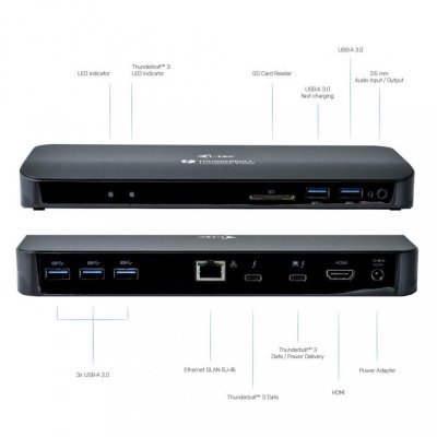 i-tec Stacja dokującaThunderbolt 3/USB-C Dual 4K Docking Station + USB-C to DisplayPort Cable (1,5m) + Power Delivery 60W