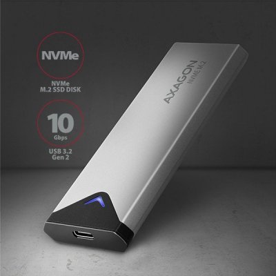AXAGON Obudowa zewnętrzna aluminiowa EEM2-UG2, USB-C 3.2 Gen 2 - M.2 NVMe SSD, długość 42 do 80 mm