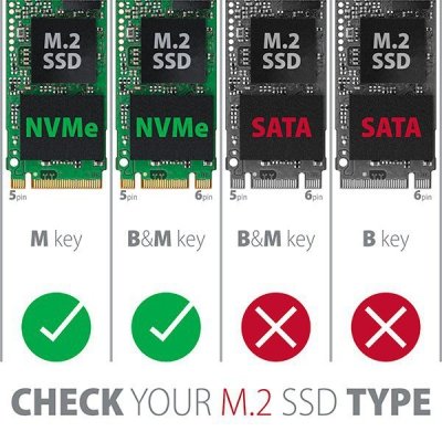 AXAGON Obudowa zewnętrzna aluminiowa EEM2-UG2, USB-C 3.2 Gen 2 - M.2 NVMe SSD, długość 42 do 80 mm
