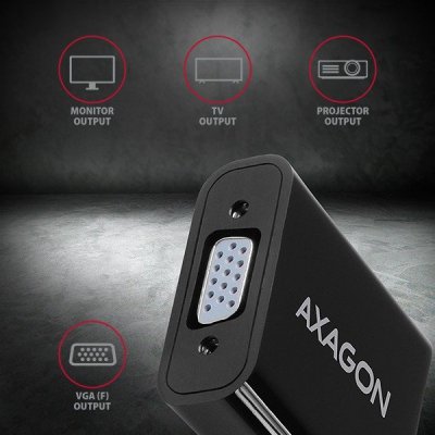AXAGON Adapter FullHD, wyjście audio, micro USB złącze zasilania RVH-VGAN, HDMI -&gt; VGA