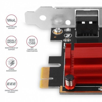 AXAGON Karta sieciowa PCIe PCEE-G25 1x2.5Gigabit Ethernet port  RJ-45 Realtek, PXE, LP