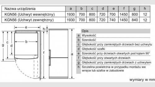 Bosch Chłodziarko-zamrażarka KGN56XLEB lodówki podwójne 