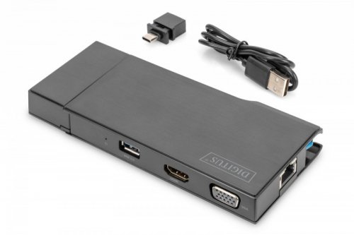 Digitus Stacja dokująca USB 3.0 Typ A 7-portów, 4K 30Hz, HDMI, VGA, 2x USB 3.0, SD microSD, RJ45