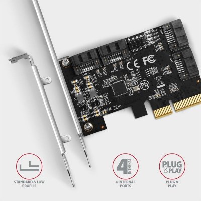 AXAGON Kontroler PCES-SA4X4 PCIe 4x wewnętrzny port SATA 6G, ASM1164, SP & LP