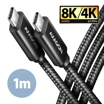 AXAGON BUCM432-CM10AB Kabel USB-C  USB-C, USB4 Gen 3x2 1m, PD 100W, 8K HD, ALU, oplot Czarny