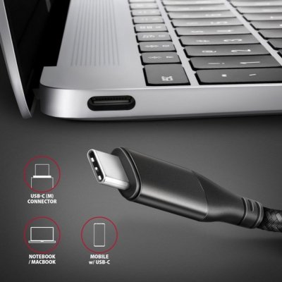 AXAGON Adapter RVC-HI2MC USB-C -&gt; HDMI 2.0 4K/60Hz Aluminum, 1.8m kabel