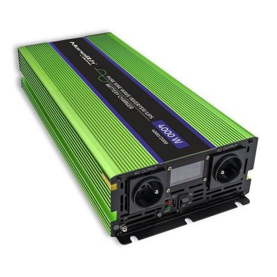 Qoltec Przetwornica napięcia Monolith | ładowanie baterii | UPS | 2000W | 4000W | 12V na 230V | Czysty Sinus | LCD