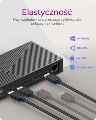 IcyBox Stacja dokująca IB-DK2246-C 11in1,HDMI,DP,LAN,TYPE-C