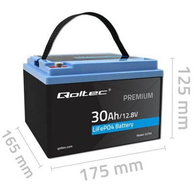 Qoltec Akumulator LiFePO4 Litowo-Żelazowo-Fosforanowy | 12.8V | 30Ah |  384Wh | BMS