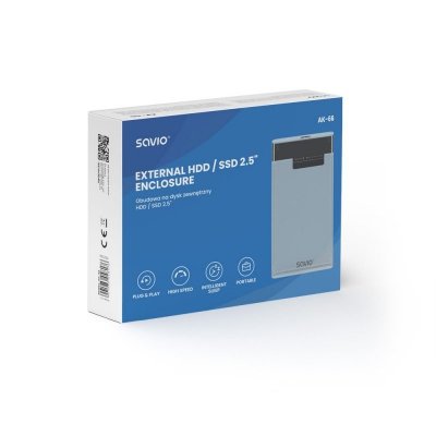 Savio Zewnętrzna obudowa na dysk HDD/SSD 2.5 cali, USB 3.0, AK-66, transparentna