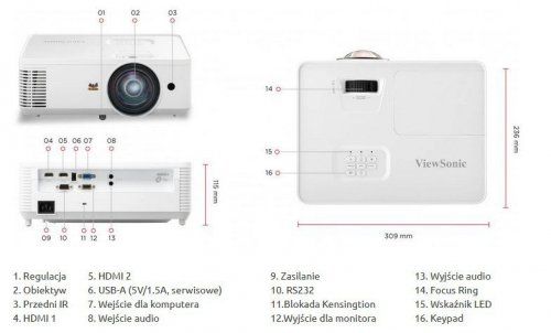 ViewSonic Projektor, rzutnik PS502X-EDU XGA/4000