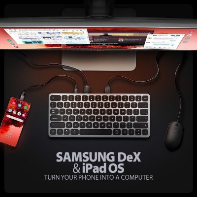AXAGON HMC-KB-US Klawiatura USB-C 5Gbps w. HUB, microSD/SD, 3x USB-A, HDMI 4K/60Hz, PD 100W, Audio, US layout