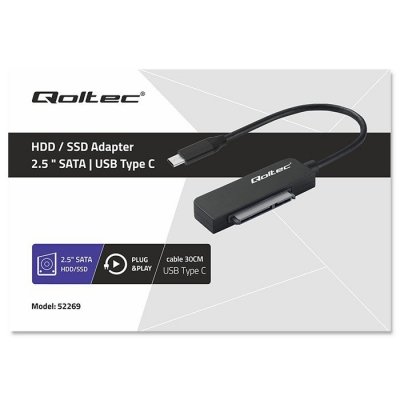Qoltec Adapter SATA | Przejściówka na dysk SSD HDD 2.5 cali | USB-C | Super speed 5Gb/s | 2TB