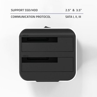 Qoltec Stacja dokująca do dysków HDD SSD 2.5 cali 3.5 cali | SATA III | USB 3.0 | Super speed 5Gb/s | z funkcją klonowania offline