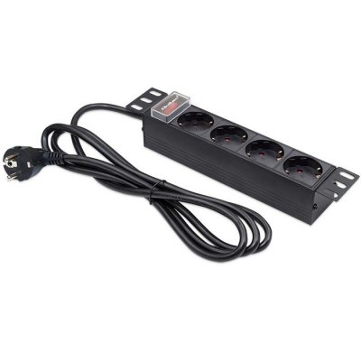 Qoltec Listwa zasilająca PDU do RACK 10 cali | 1U | 16A | 4xSchuko | 1.8m