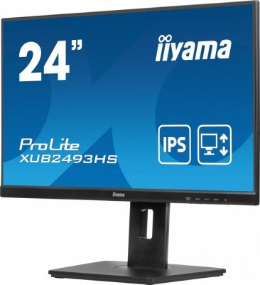 IIYAMA Monitor komputerowy  ProLite 23.8 cala XUB2493HS-B6 A, IPS, HDMI, DP, 2x2W, HAS, 300cd/m2, obrót stopy 120 stopni
