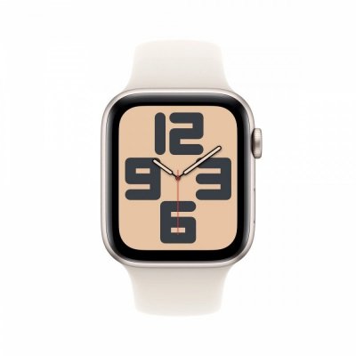 Apple Watch SE GPS + Cellular, koperta 44 mm z aluminium w kolorze księżycowej poświaty z paskiem sportowym w kolorze księżycowej poświaty - rozmiar M/L