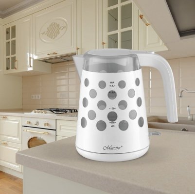 Feel-Maestro Czajnik elektryczny 1,7l 2200W &quot;KROPKI&quot; MR-045-WHITE