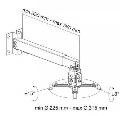 Techly Uchwyt ścienno-sufitowy do projektora 43-65cm, 20kg