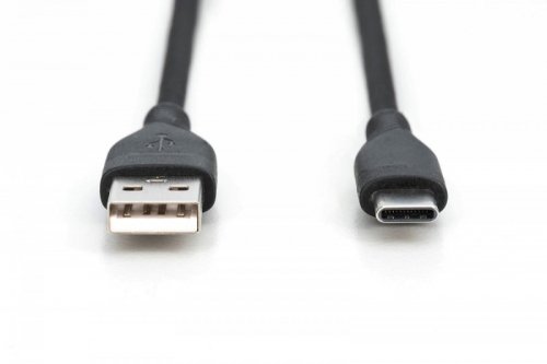 Digitus Kabel zasilający silikonowy USB-A - USB-C, USB 2.0 60W, 1m Czarny