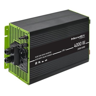 Qoltec Przetwornica solarna 3w1 z funkcją ładowania AC | MPPT | UPS |   ATS | 2000W | 4000W | 12V n 230V | Czysty Sinus