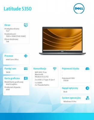 Dell Notebook Latitude 5350/Ultra 5 135U/16GB/512GB SSD 