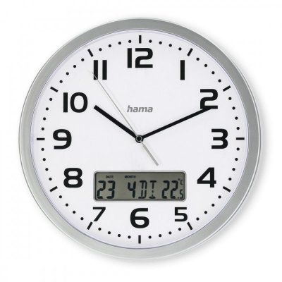 Hama Zegar ścienny DCF Moorea 30cm Srebrny