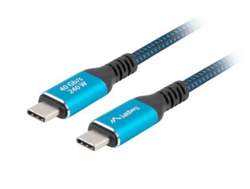 Lanberg Kabel USB-C M/M USB4 1M 240W 8K 60HZ czarno-niebieski