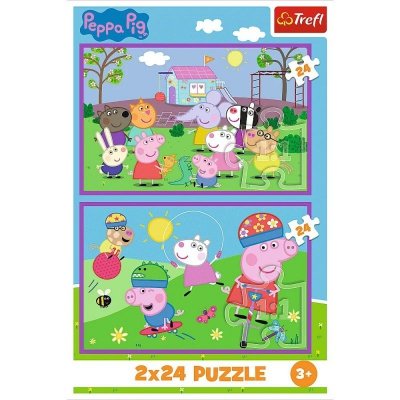 Trefl Puzzle 2x24 elementy Świnka Peppa na placu zabaw
