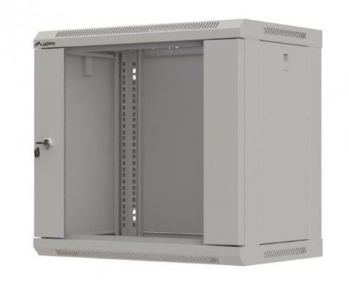 Lanberg Szafa instalacyjna rack wisząca 19 cali 9U 540x350 szara drzwi przeszklone ( flat pack)