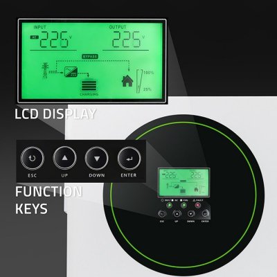 Qoltec Hybrydowy Inwerter solarny Off-Grid 3500W | 100A | 24V | MPPT |  Sinus | opcja Wi-Fi | Power Factor 1.0