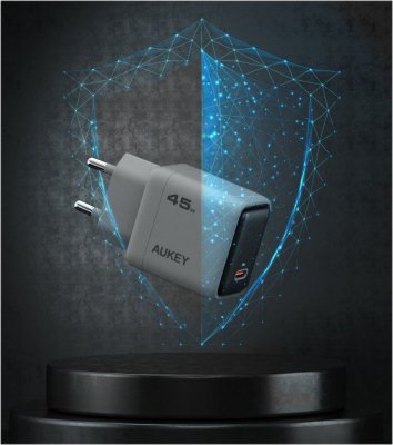 AUKEY PA-C2 ładowarka sieciowa 1xUSB-C PD 45W 4A QC4+ PD3.0 AFC PPS FCP SCP SSCP