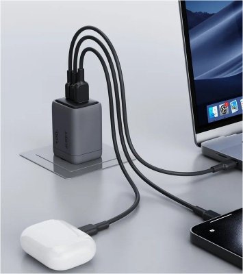AUKEY PA-C5 ładowarka sieciowa 3xUSB (2xUSB-C i 1xUSB-A) 100W 5A QC5.0 PD3.0 AFC PPS FCP SCP