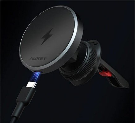 AUKEY HD-MC13 Qi2 15W 3A ładowarka samochodowa bezprzewodowa + kabel USB-C