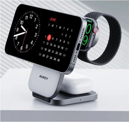 AUKEY LC-MC312 Slim 3w1 Qi2 15W ładowarka bezprzewodowa MagSafe + ładowarka PD 30W + Etui
