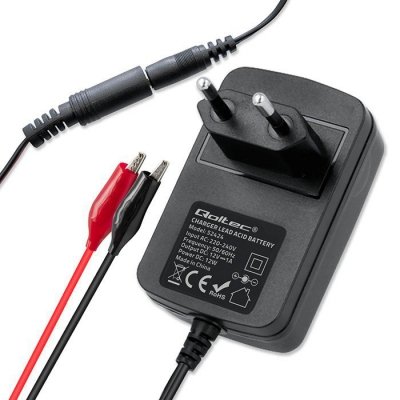 Qoltec Automatyczna ładowarka do akumulatora AGM GEL STD 12V | 1.5A |  Prostownik z sygnalizatorem LED