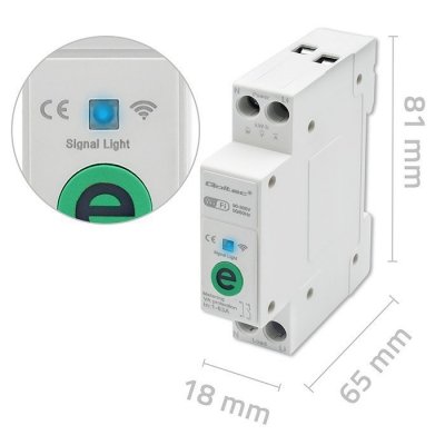 Qoltec Przekaźnik 63A na szynę DIN z licznikiem energii elektrycznej |  eWeLink od Sonoff | Wi-Fi | Dioda LED