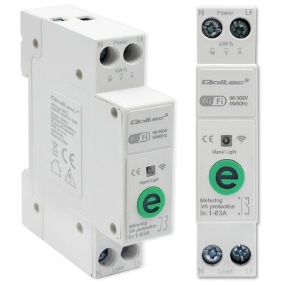 Qoltec Przekaźnik 63A na szynę DIN z licznikiem energii elektrycznej |  eWeLink od Sonoff | Wi-Fi | Dioda LED