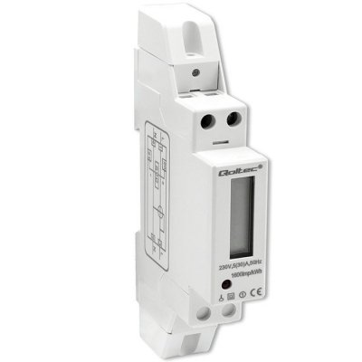 Qoltec Jednofazowy elektroniczny licznik | miernik zużycia energii na  szynę DIN | 230V | 30A | LCD | 1P