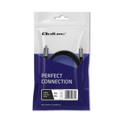 Qoltec Kabel USB4 Ultra-Fast | USB-C PD 240W | Thunderbolt 3/4 | 4K |   40Gb/s | 1m | Czarny