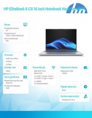 HP Inc. Notebook EliteBook 8 G1i U7-258V 512GB/32GB/W11P/16.0   C51M8ET